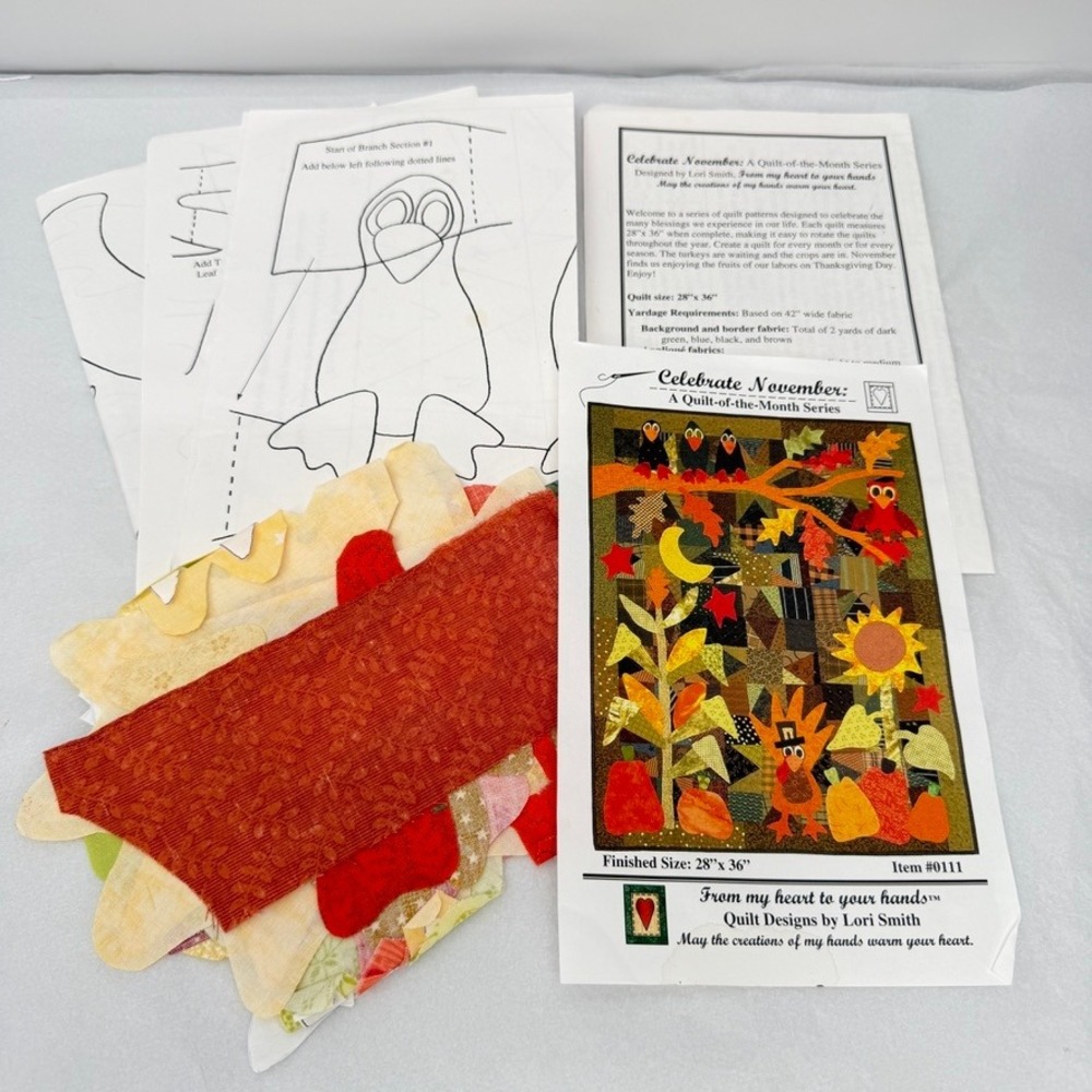 Lori Smith Celebrate November Quilt Pattern Turkey Crows Fall Harvest 28x36